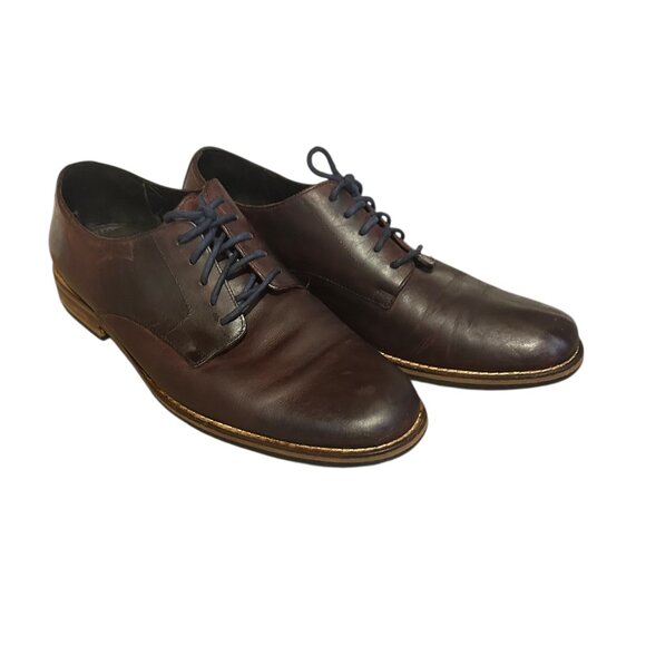 Cole Haan Brown Leather Lace Up Loafers Men’s 11M Blue Laces Vintage Classic - Picture 2 of 9